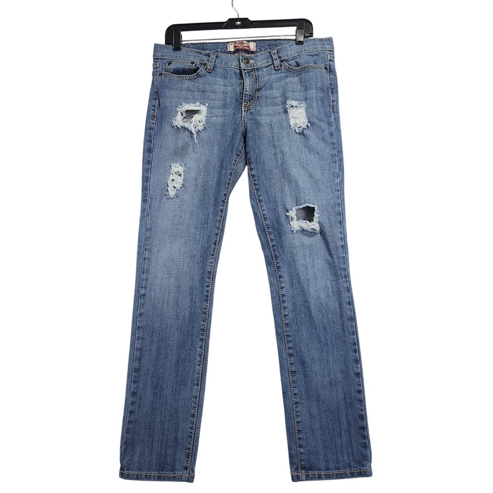 Goodtime Denim Jeans Women 13 Blue Excellent Distressed Straight Leg Made in USA